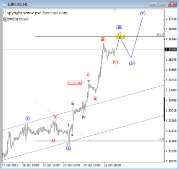 EUR CAD 1 horu chart Elliott Wave Analysis January 28 2013