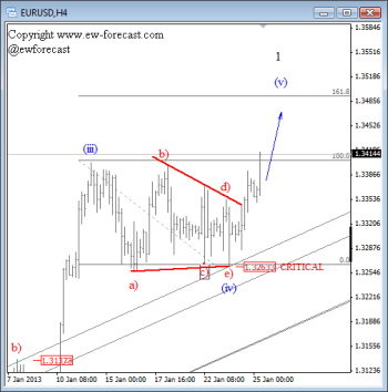 EUR USD Elliott Wave Analysis January 25 2013