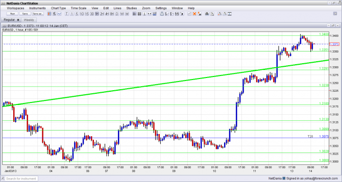 EUR USD January 14 2013 Higher