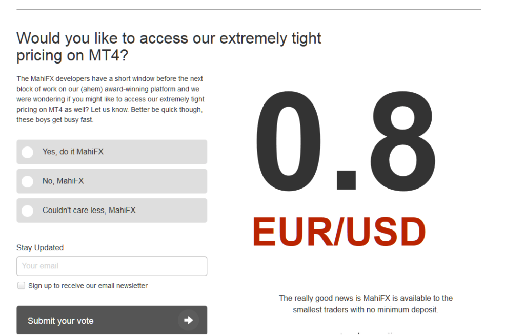 MahiFX Survey EURUSD Promotion
