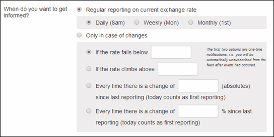 track exchnage rates settings