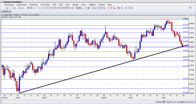 NZDUSD July 28 August 1 2014 technical New Zealand dollar analysis for currency trading fundamental analysis prediction