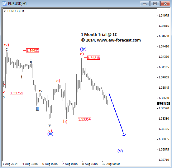 EURUSD Elliott Wave Analysis August 12 2014 currency technical outlook