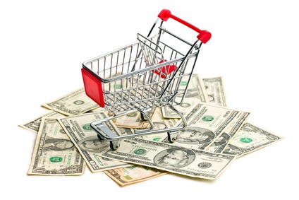 shopping cart on american dollars retail sales visual