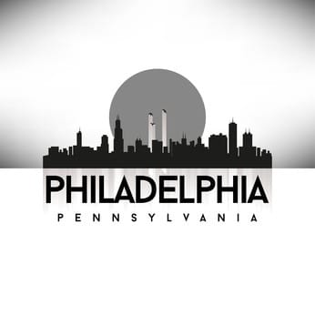 Philadelphia Pennsylvania USA Skyline Silhouette Black vector visual