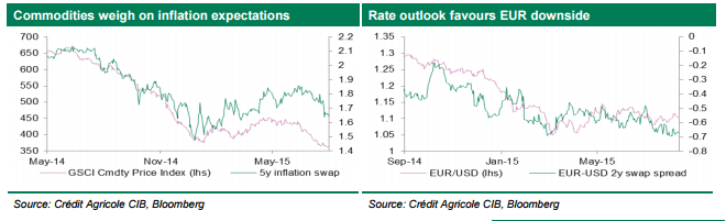 commodities weigh on inflation expectations rate outlook favors EUR downside