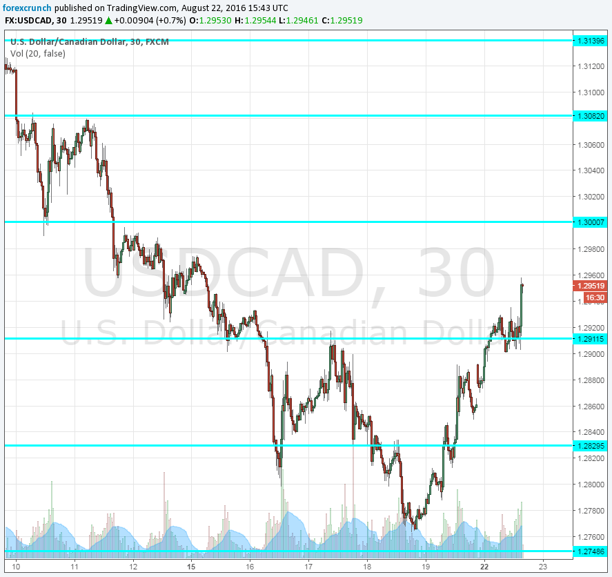 USDCAD August 22 2016 rises with crude