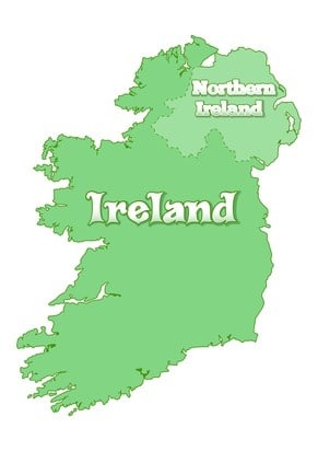 Island of Ireland. Map of Ireland. Island is divided the state border between the Republic of Ireland and Great Britain. United Kingdom. Republic of Ireland and Northern Ireland. Vector illustration