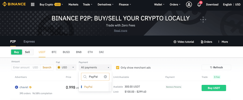 Binance P2P Buy Ripple PayPal XRP