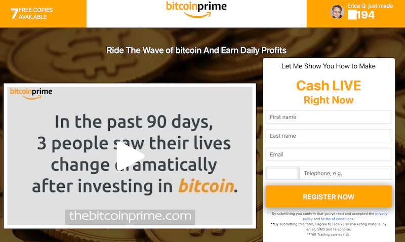 Bitcoin prime registration