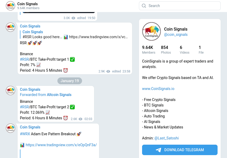 free crypto signals telegram