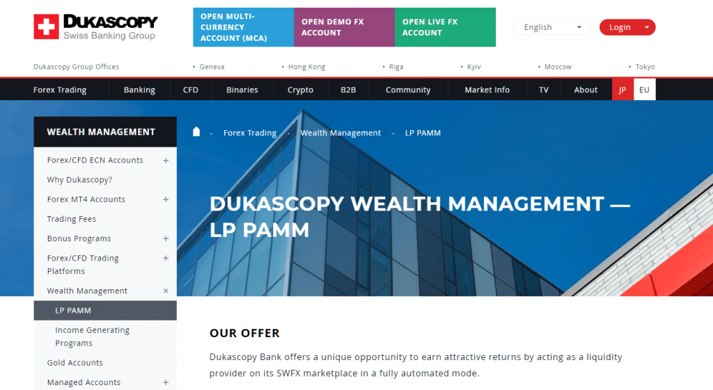 Dukascopy forex managed account