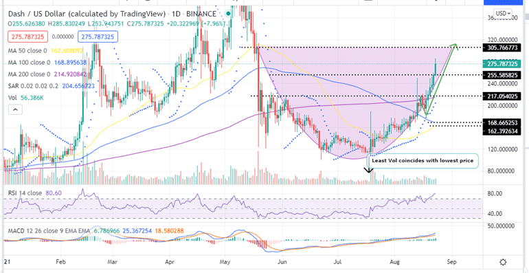 DASH Price Daily Chart