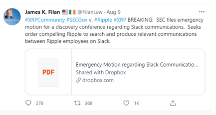 Filan Ripple Tweet
