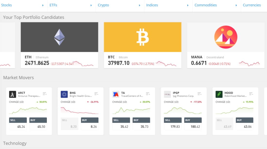 Trade Markets on eToro