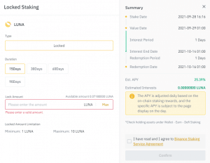 Binance locked staking ticket