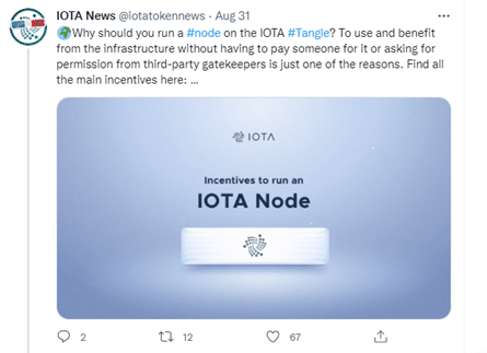 IOTA price News Tweet