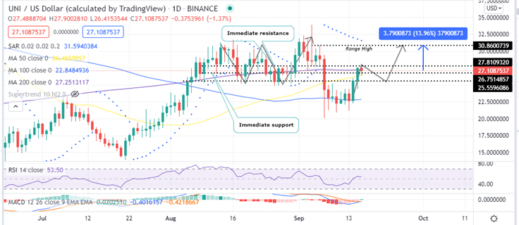 Uniswap Price Daily Chart