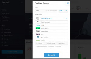 eToro deposit funds