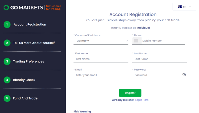 Go Markets Registration