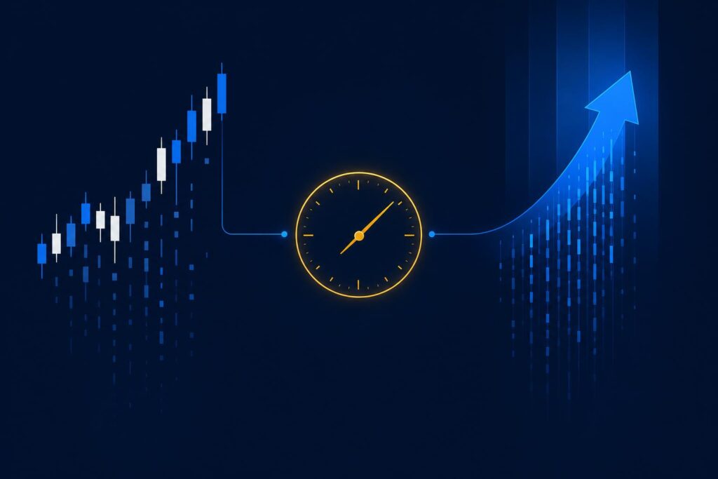 Abstract financial illustration of candlestick fragments dissolving downward against a navy background, symbolising a withdrawn ETF filing